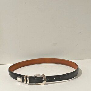 Vintge Onyx by Brighton Mens Belt  Black Croc or Alligator Print Leather USA  36